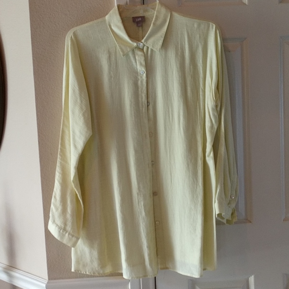 JJill textured cotton blouse with scarf